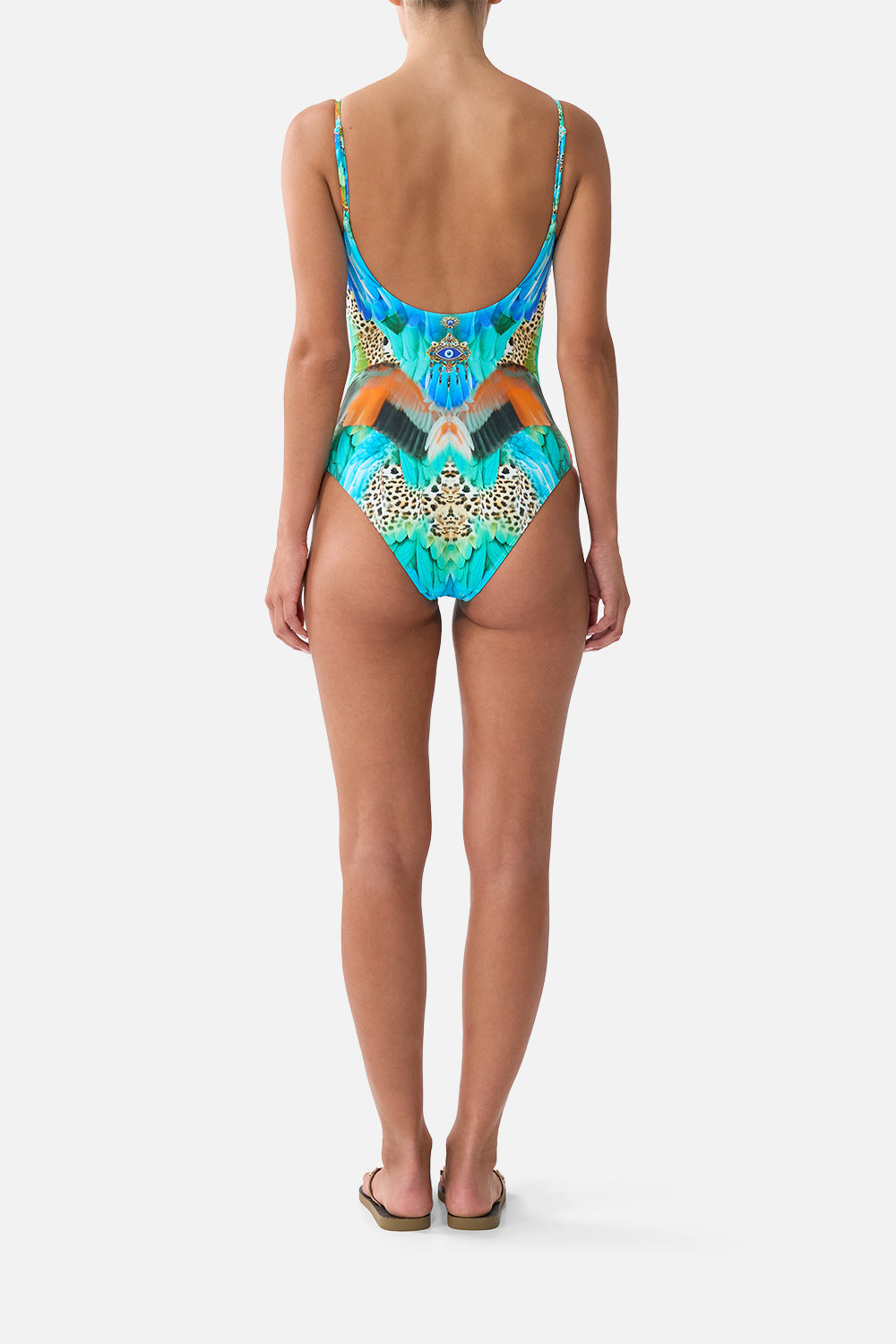 SCOOP NECK ONE PIECE WITH SCOOP BACK JUNGLE FLIGHT