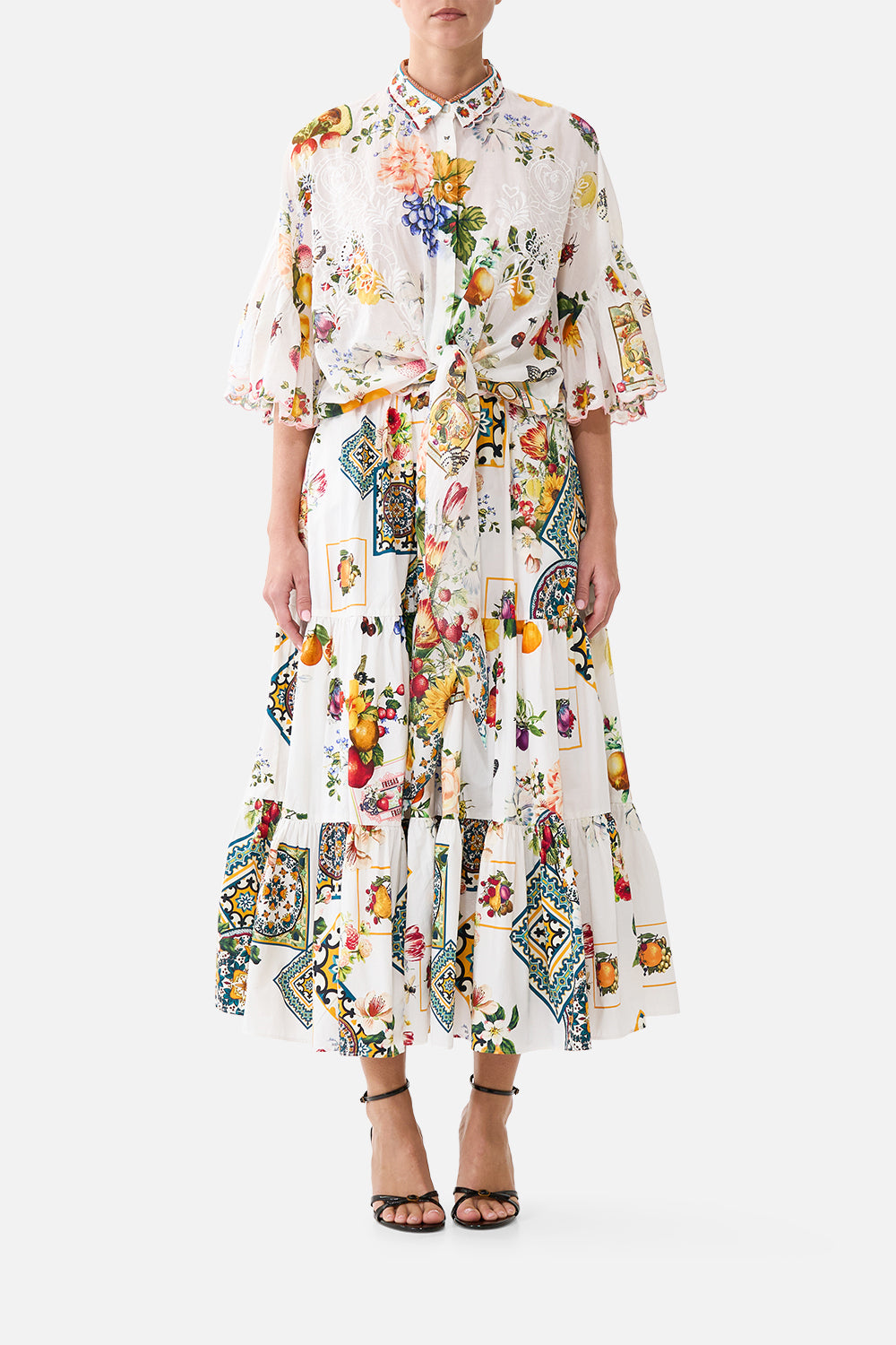 TIE FRONT SHIRT WITH SLEEVE FRILL MAGIC OF THE MERCADO