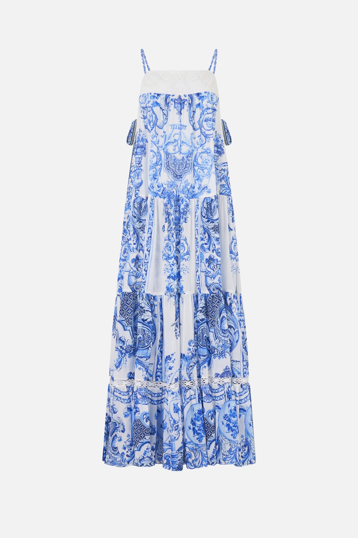 LONG TIERED DRESS WITH BOW TIES CERAMIC PANORAMIC