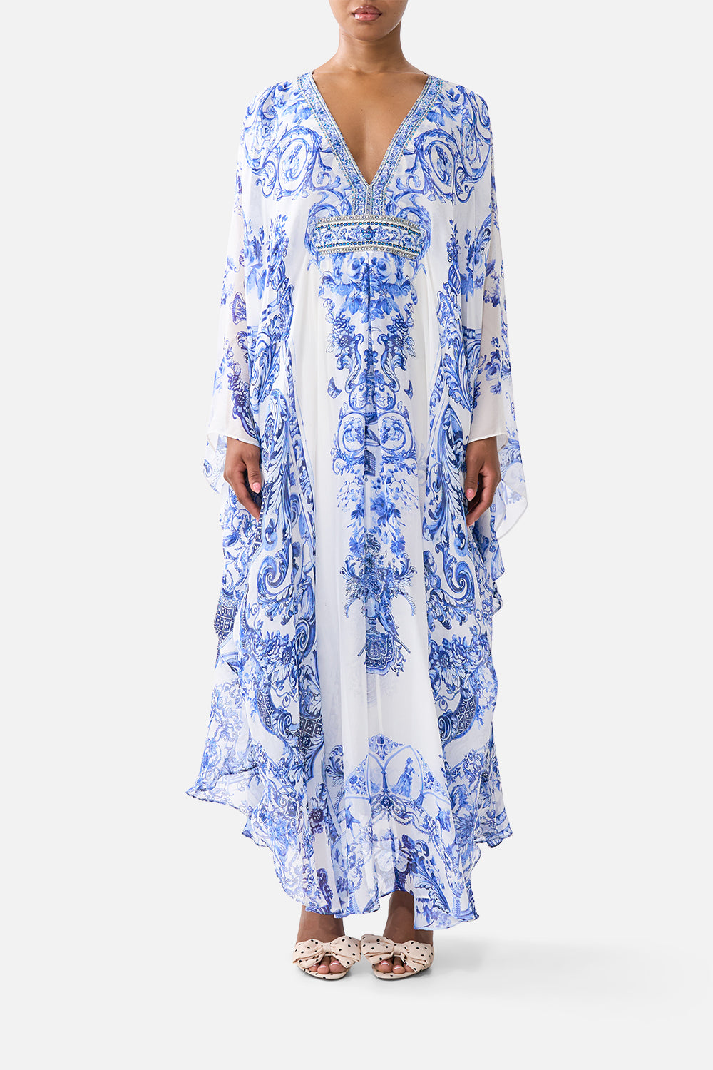 The Ceramic Panoramic Long Kaftan With Waist Detail | CAMILLA AU