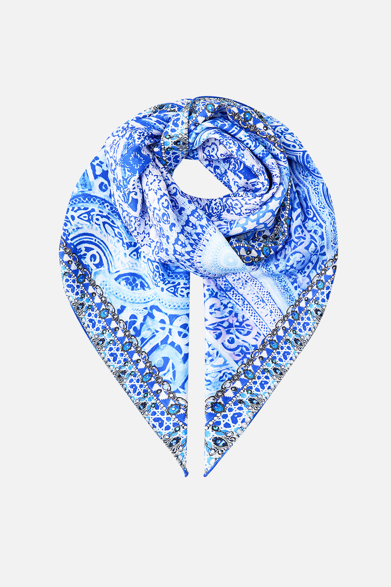 LARGE CRYSTALLED SILK SQUARE SCARF LUSCIOUS IN LISBON