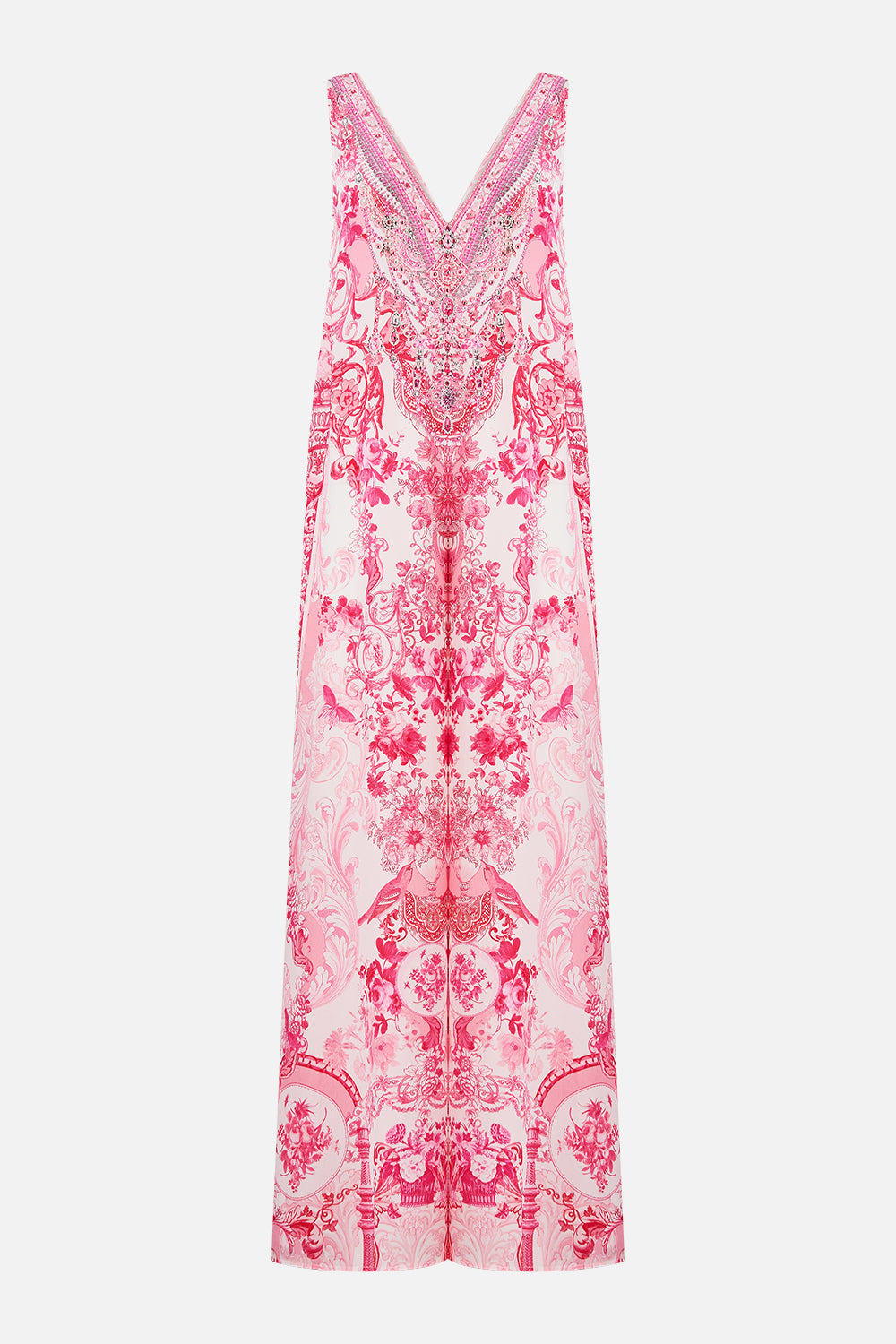 V NECK FLARED JUMPSUIT LIVIN LA VIDA ROSA