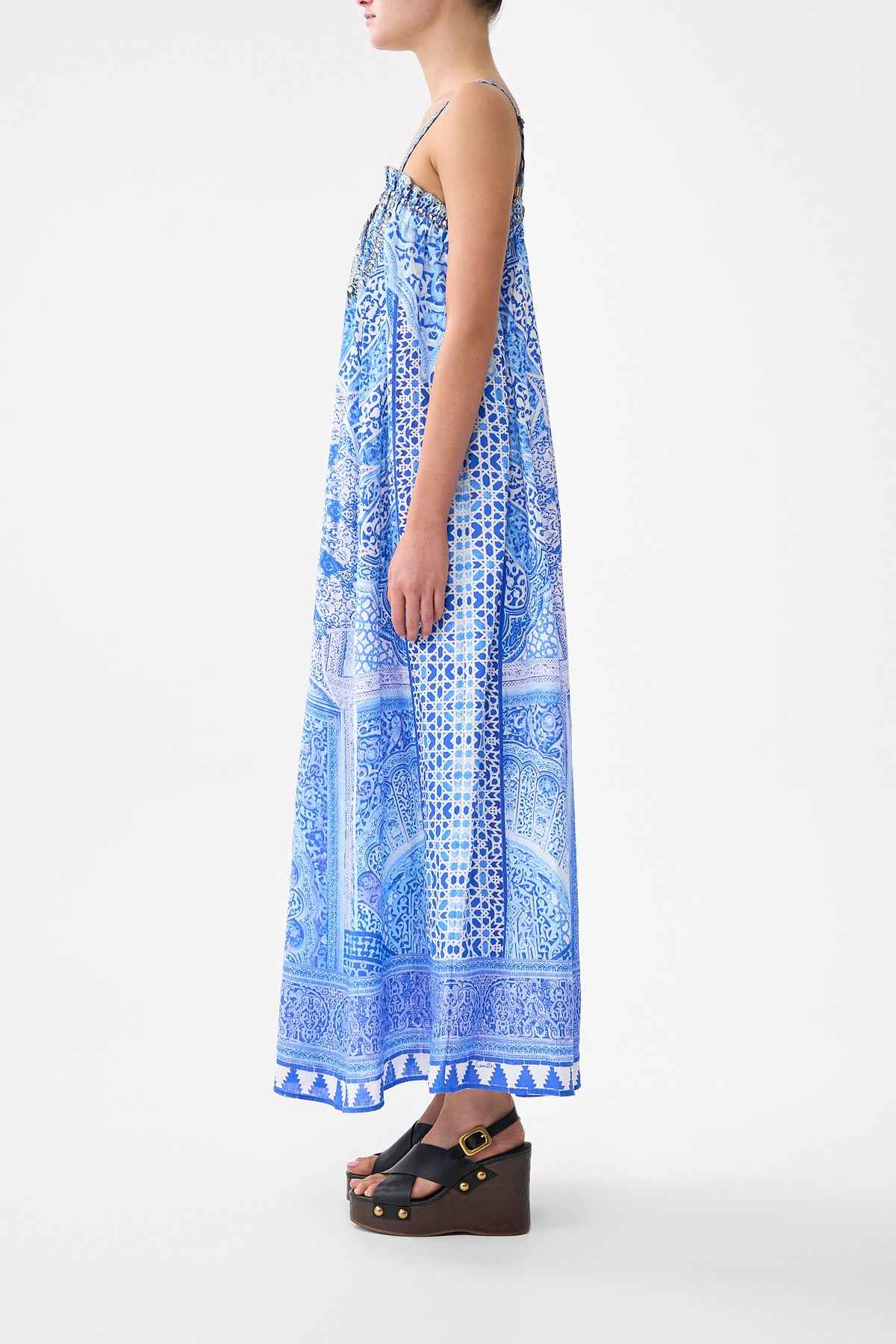 ELASTIC BODICE MIDI DRESS THE BOSPHOROUS