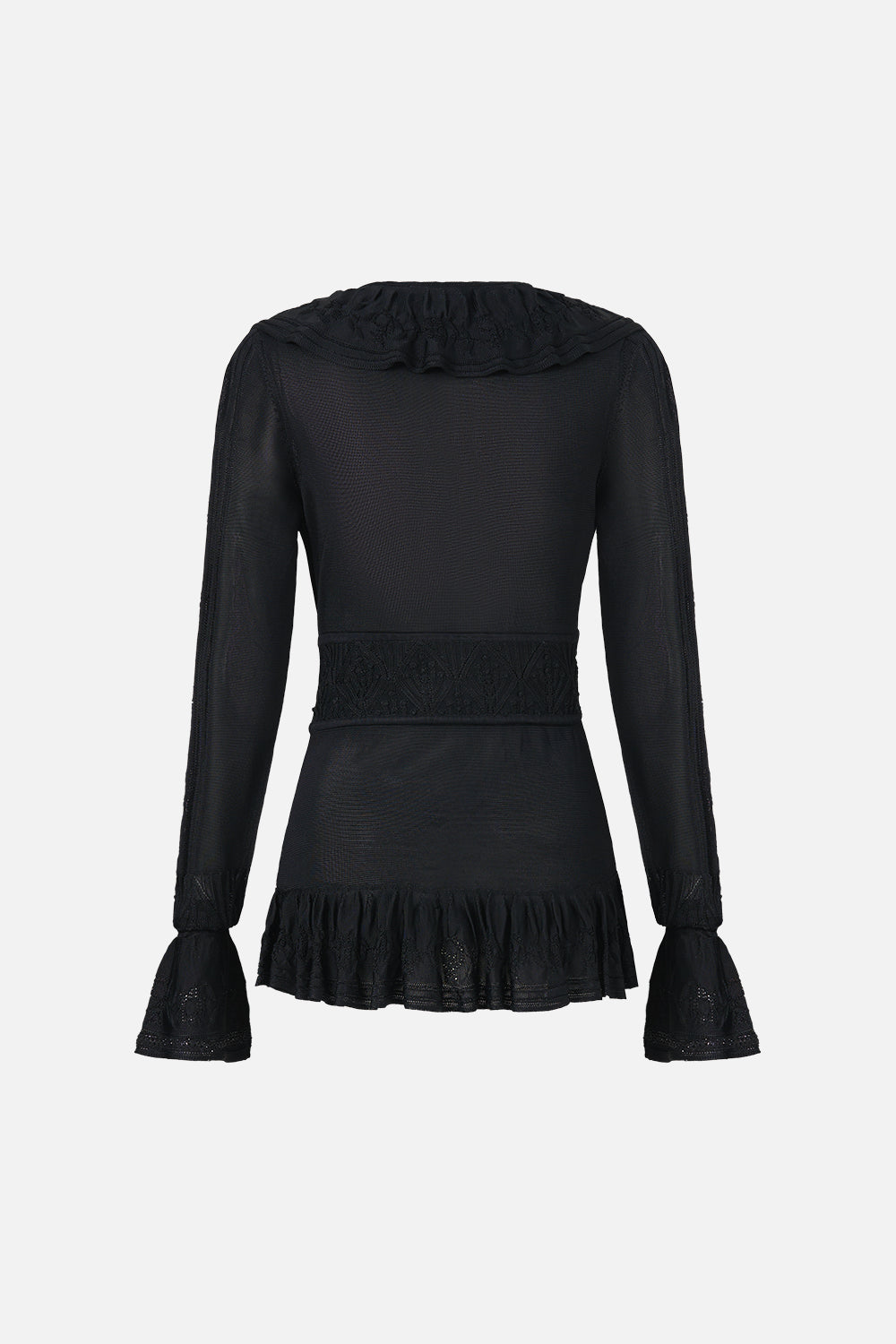 FRILL V NECK KNIT TOP FLAMENCO FOLKLORE