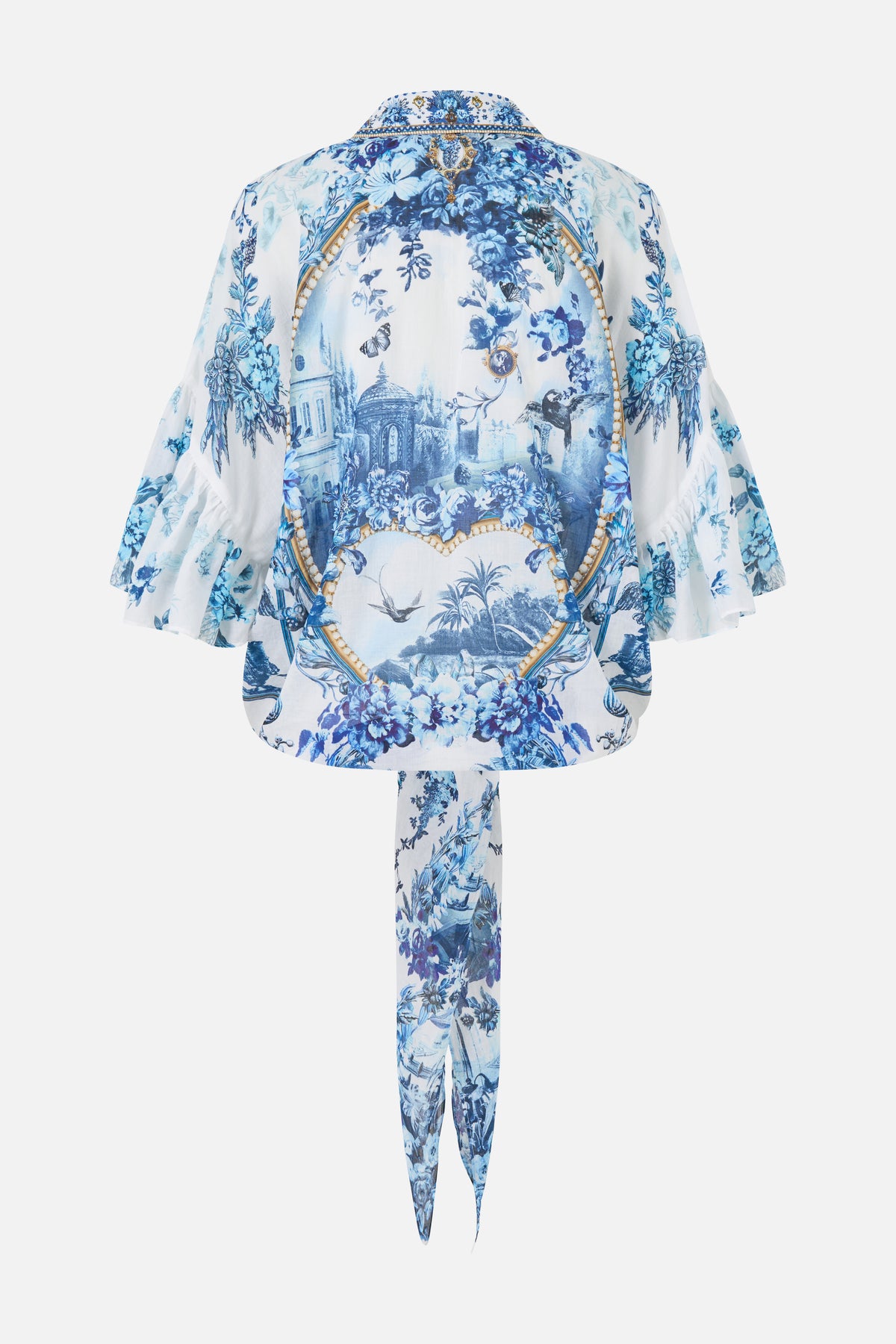 TIE FRONT SHIRT WITH SLEEVE FRILL THE PORCELAIN PARLOUR