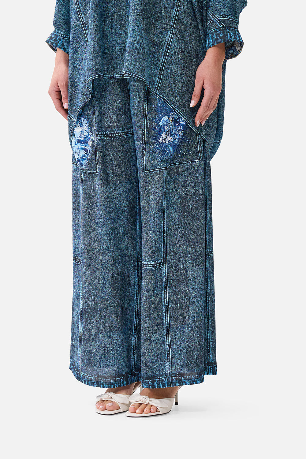 WIDE LEG TROUSER WITH FRONT POCKETS THE PORCELAIN PARLOUR