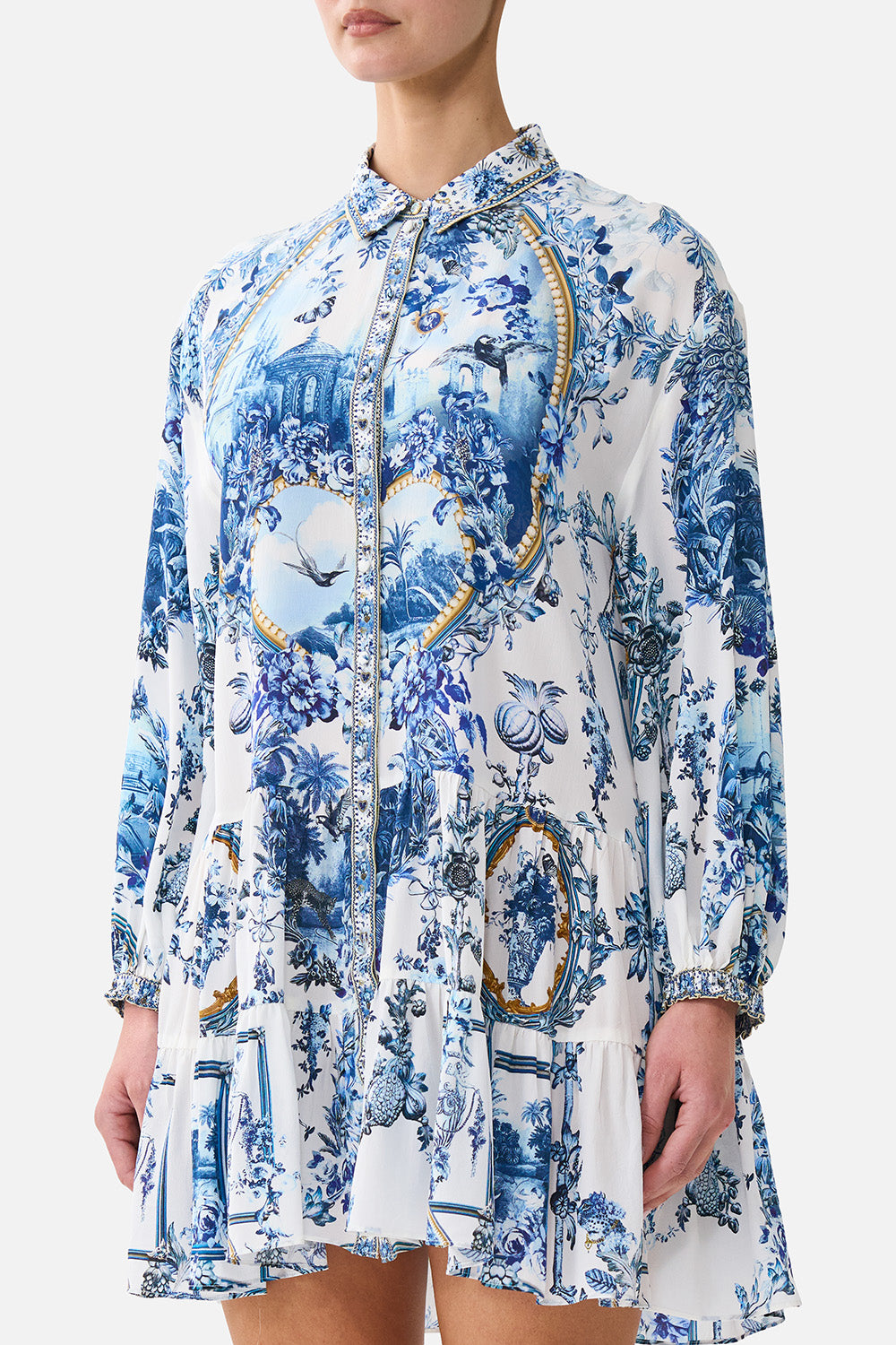 LONG SLEEVE TIERED SHORT DRESS THE PORCELAIN PARLOUR