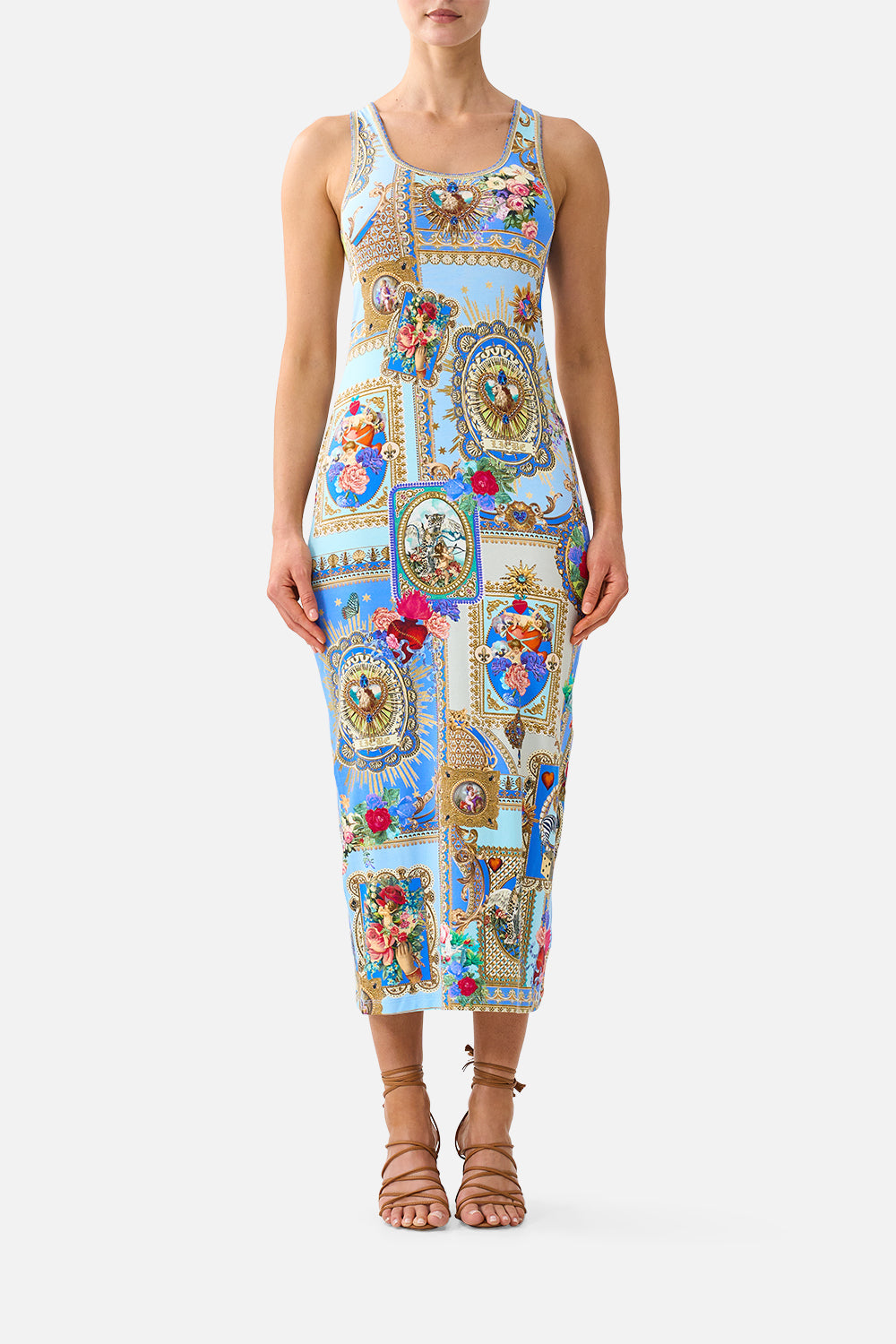 jersey scoop neck tank midi dress The Verses In Vintage and handcrafted textures