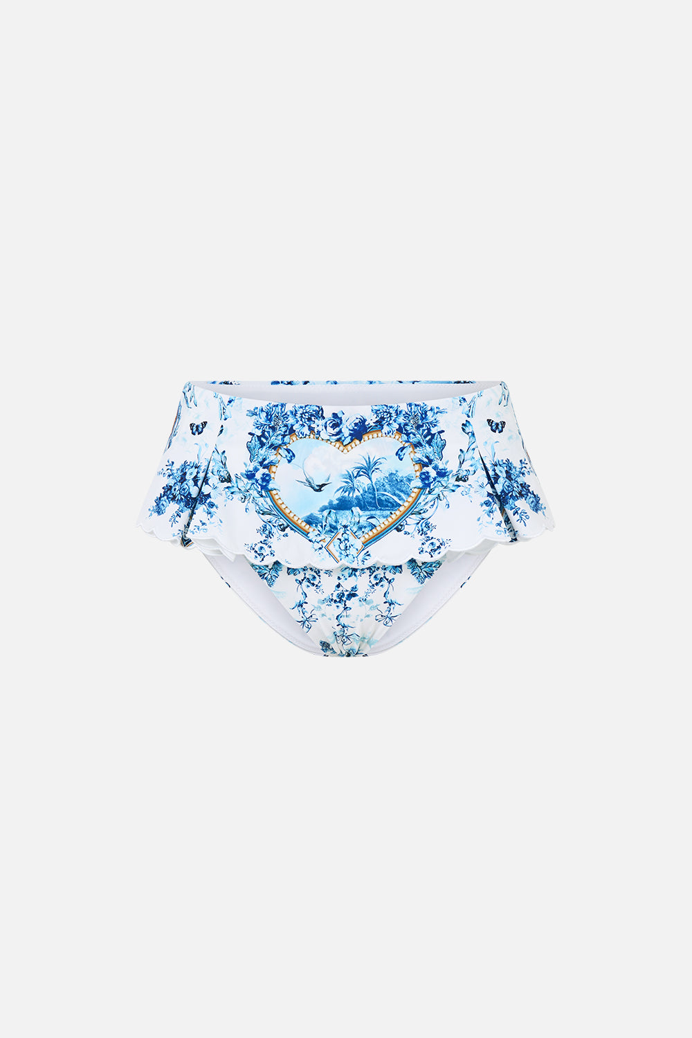 HIGH WAISTED BIKINI BOTTOM WITH SKIRT THE PORCELAIN PARLOUR