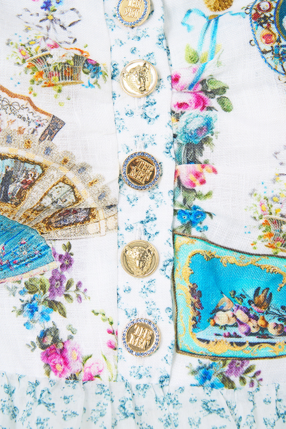 The CAMILLA Crop Top With Frill Detail in our Art For The Artisans print.
