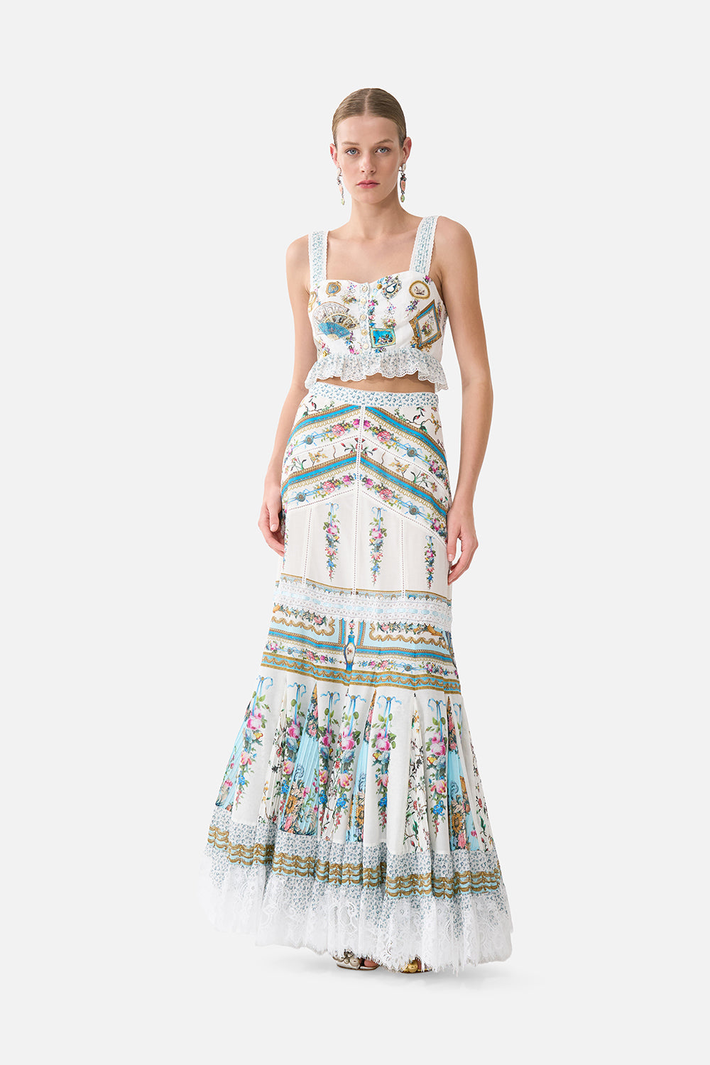 The CAMILLA Crop Top With Frill Detail in our Art For The Artisans print.