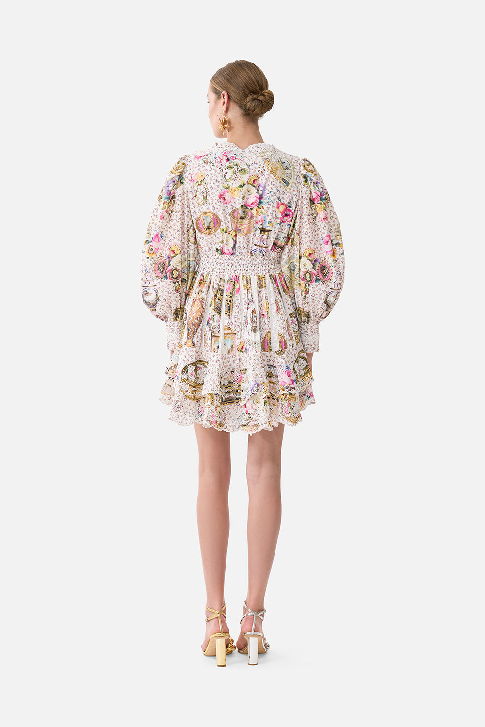 The CAMILLA Button Front Frill Dress in our In The Heart Of Art print.