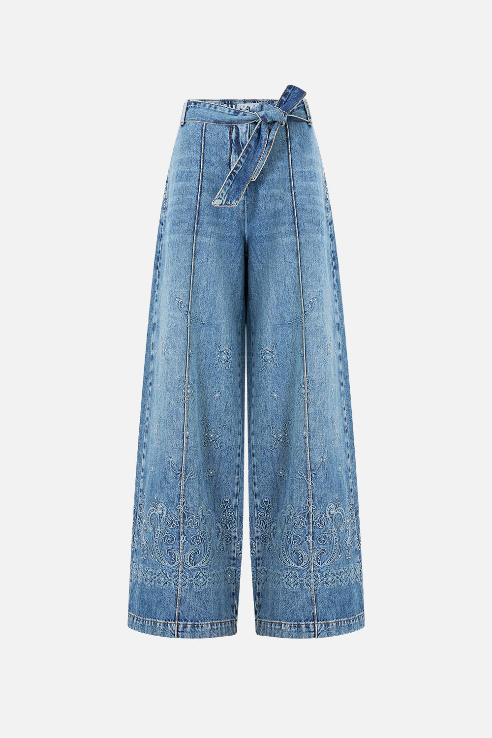WIDE LEG BELTED JEAN DENIM