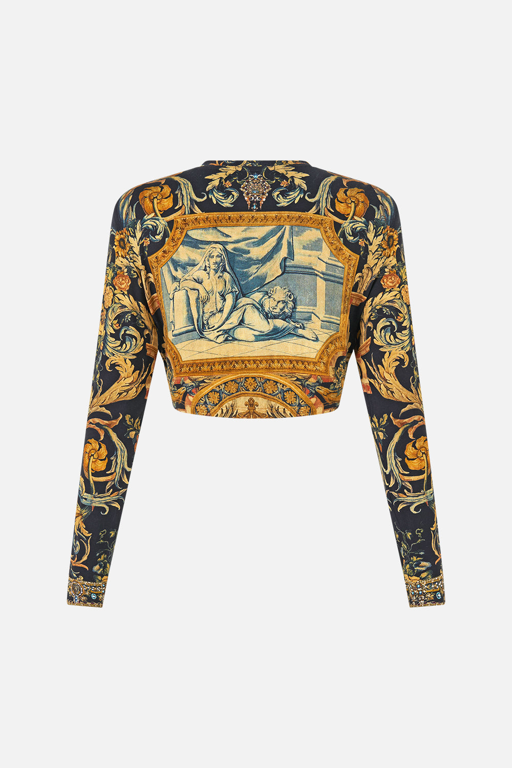 The CAMILLA Jersey Long Sleeve Top With Hardware in our Museum Memoirs print.