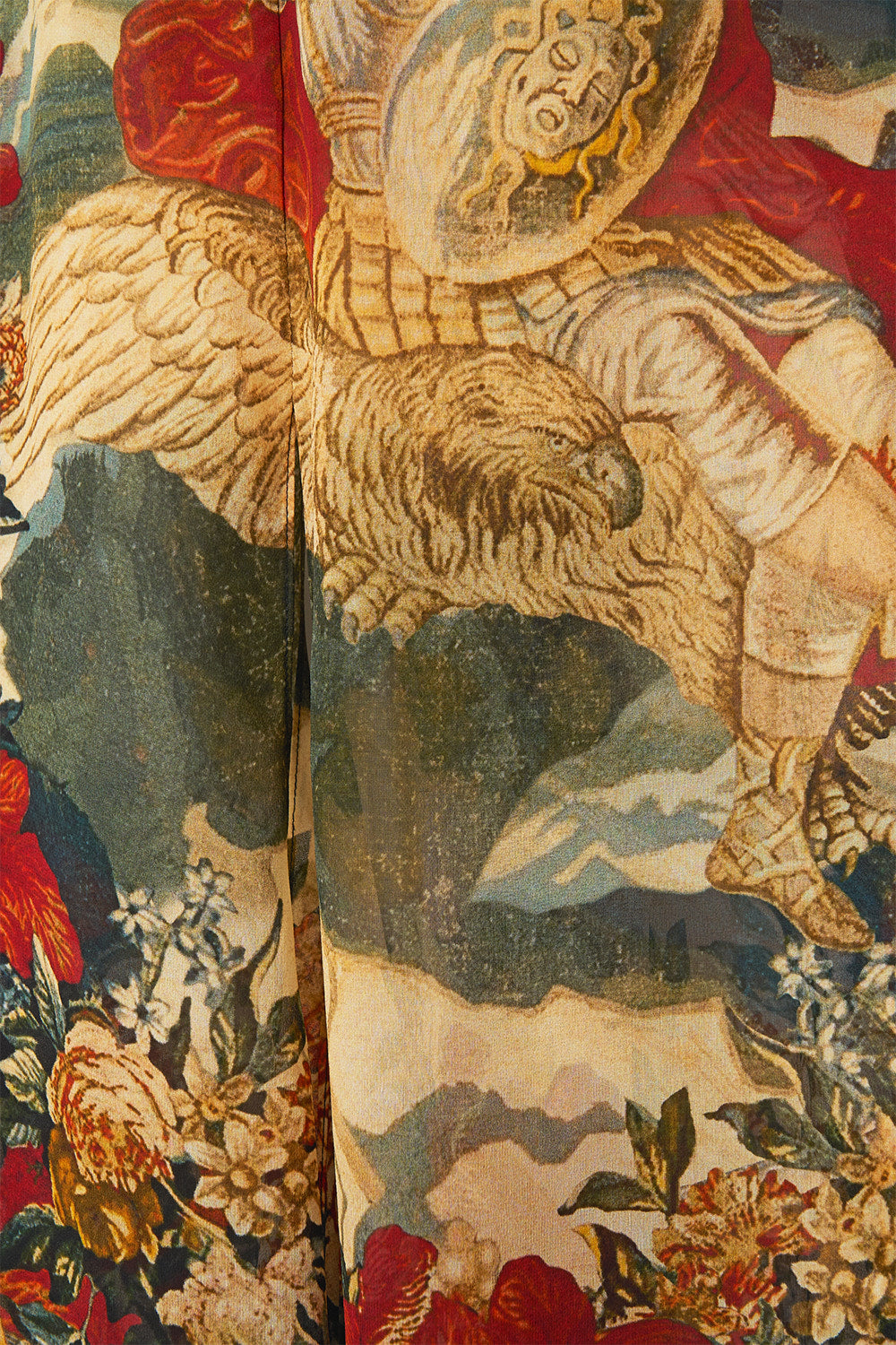 The CAMILLA Open Back Gown With Front Split in our Meet Me At The Met print.