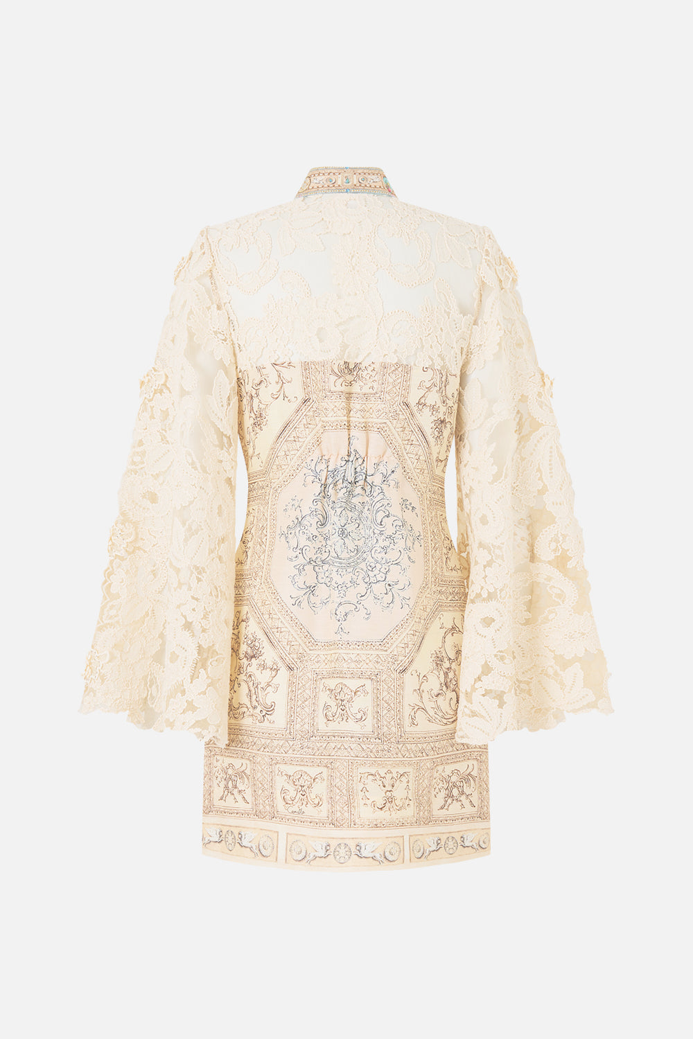 The CAMILLA Lace Sleeve Mini Shift Dress in our A Beloved Boudoir print.