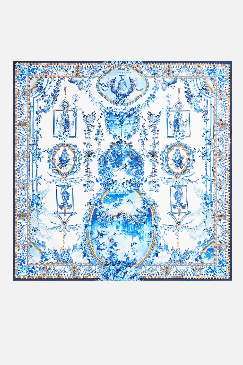 PRINTED SILK TWILL SQUARE SCARF THE PORCELAIN PARLOUR