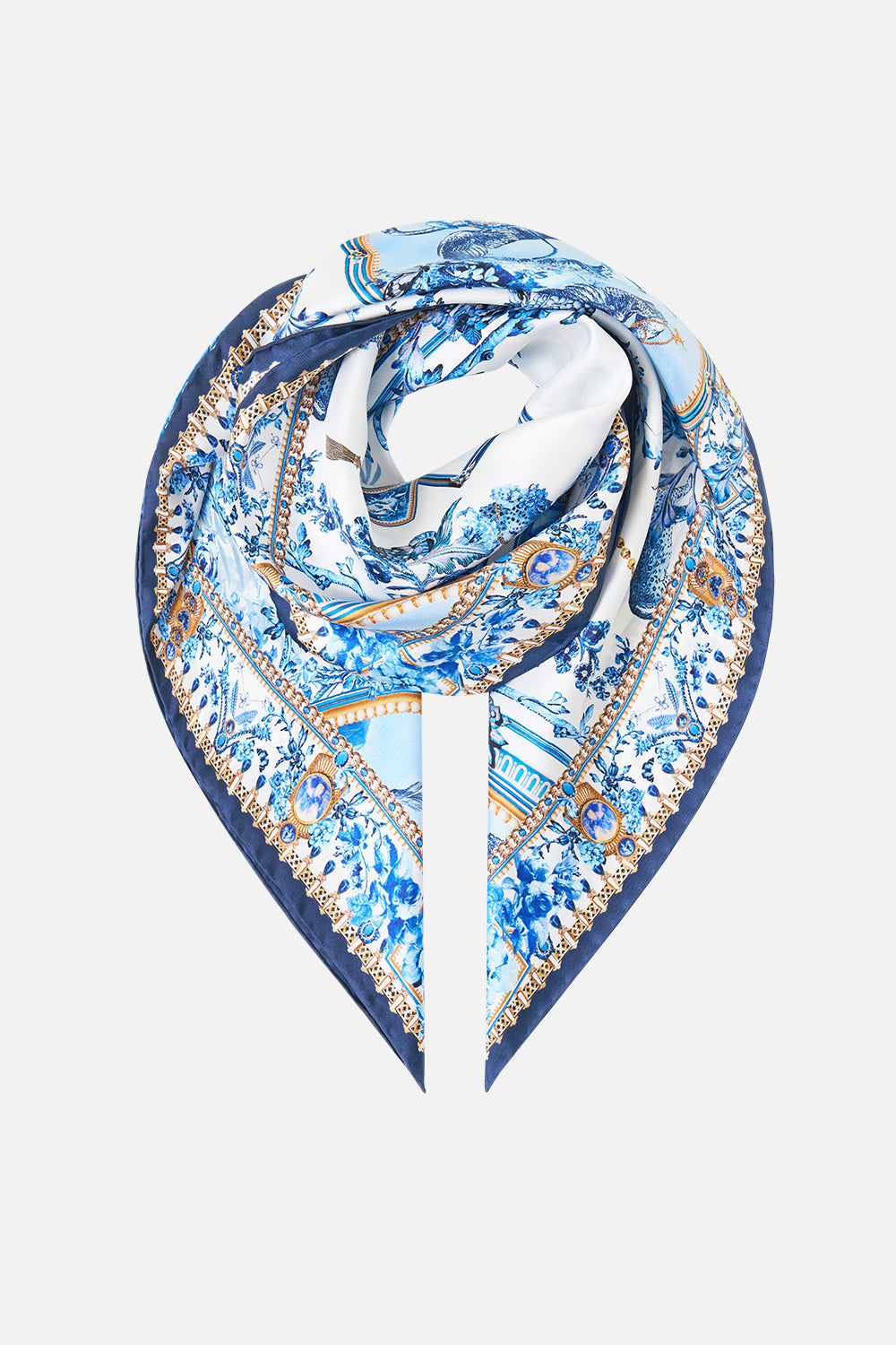 PRINTED SILK TWILL SQUARE SCARF THE PORCELAIN PARLOUR