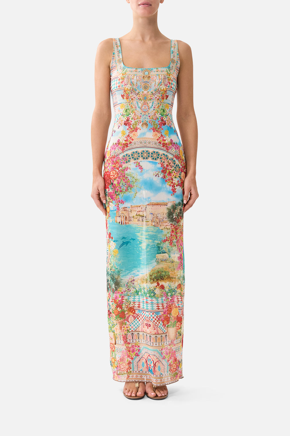 The Meet Me In Mallorca Square Neck Beach Maxi Dress With Low Back