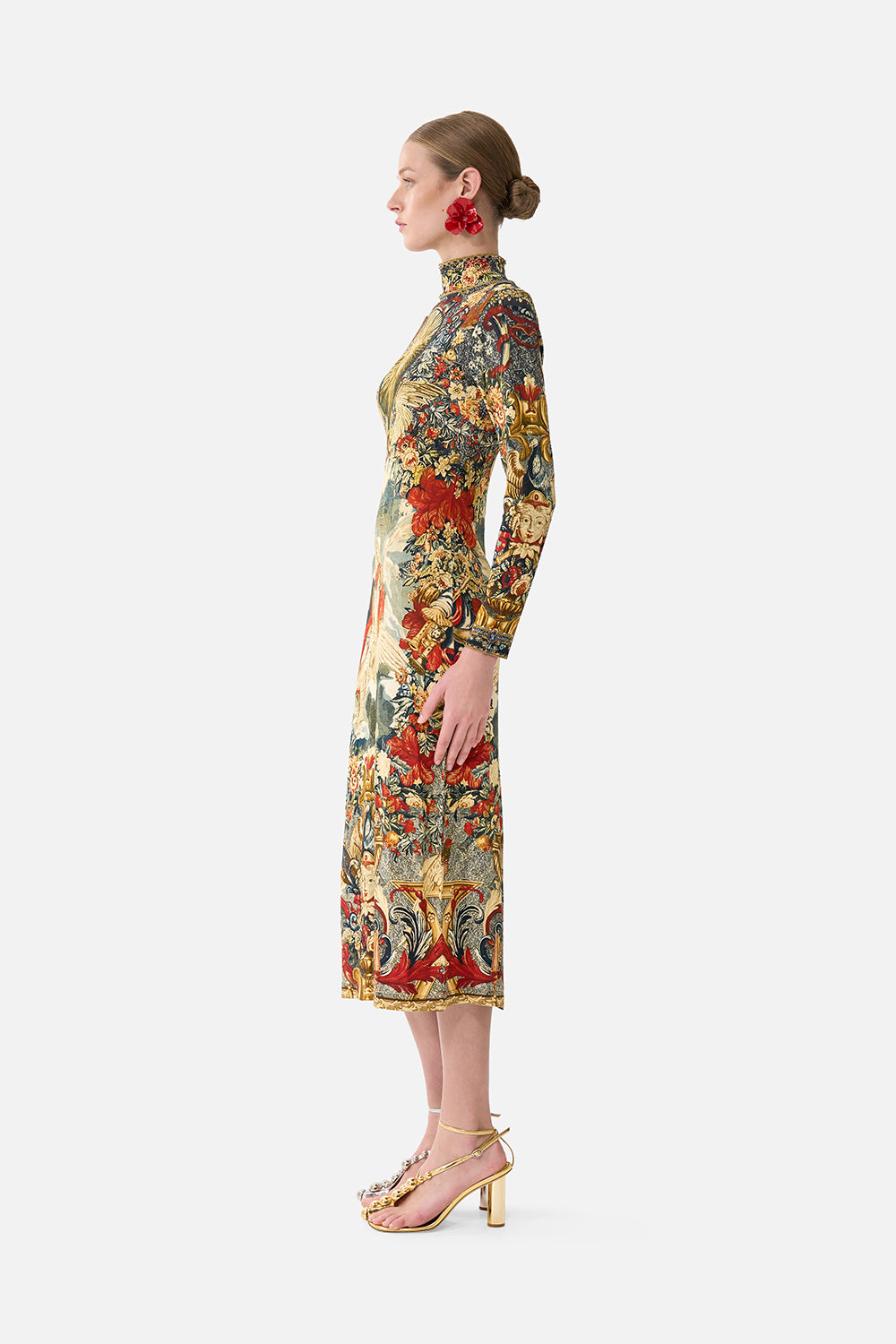 The CAMILLA Turtle Neck Jersey Dress in our Meet Me At The Met print.