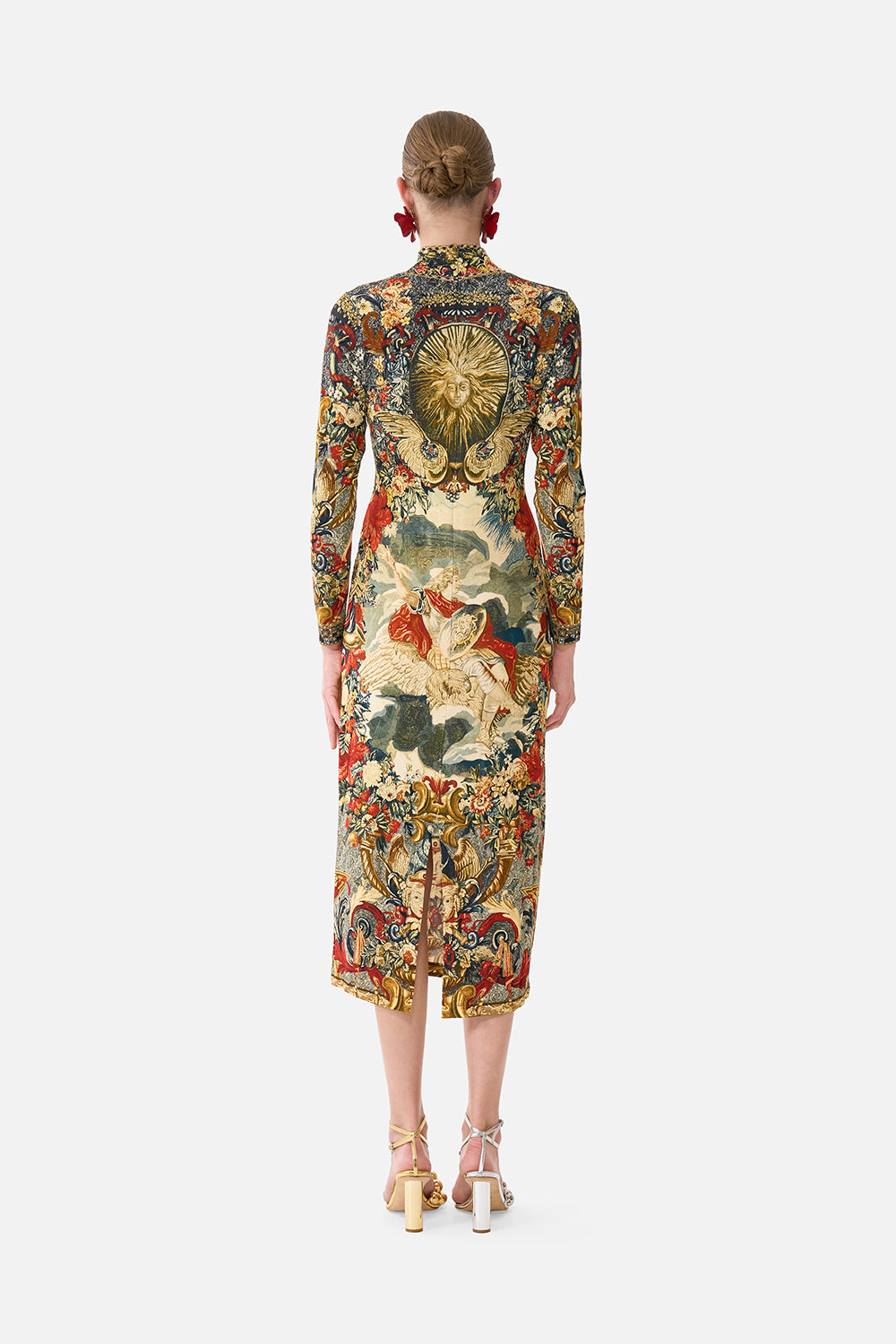 The CAMILLA Turtle Neck Jersey Dress in our Meet Me At The Met print.