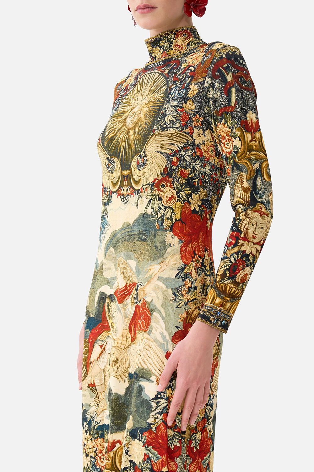 The CAMILLA Turtle Neck Jersey Dress in our Meet Me At The Met print.