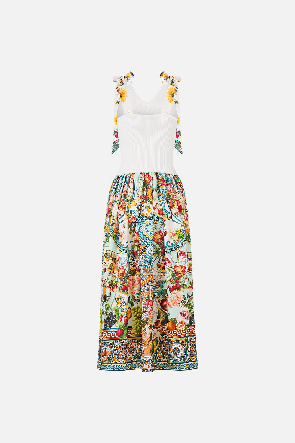 KNIT BODICE SILK SPLICED MIDI DRESS MAGIC OF THE MERCADO
