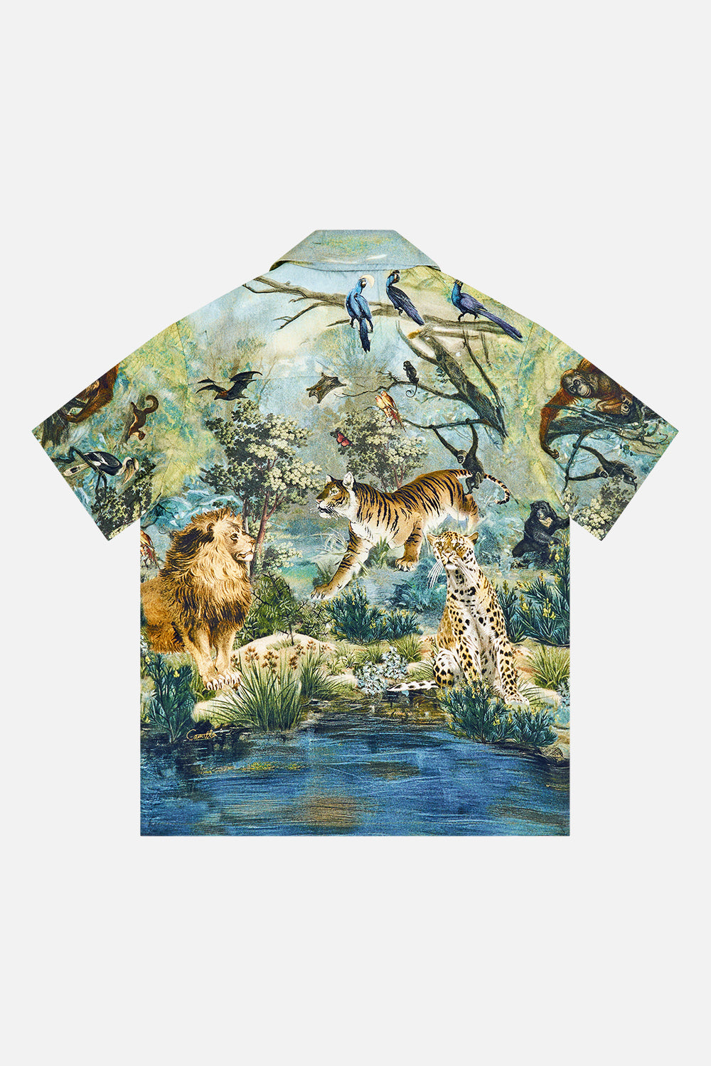 BOYS SHORT SLEEVE CAMP COLLARED SHIRT ANIMALS IN THE PALACE