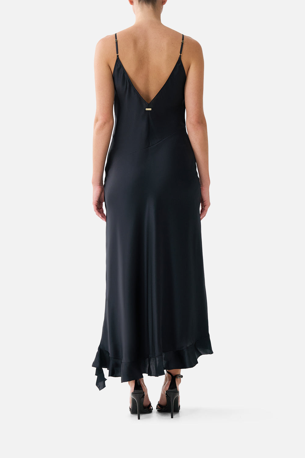 BIAS SLIP DRESS WITH FRILL HEM SILK ESSENTIALS
