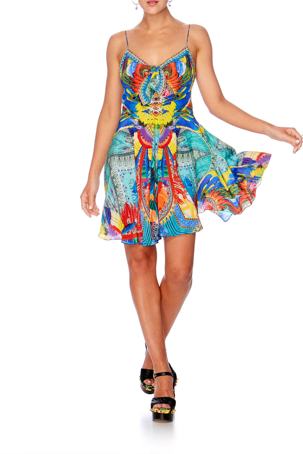 SHOW GIRL SHORT DRESS W TIE FRONT