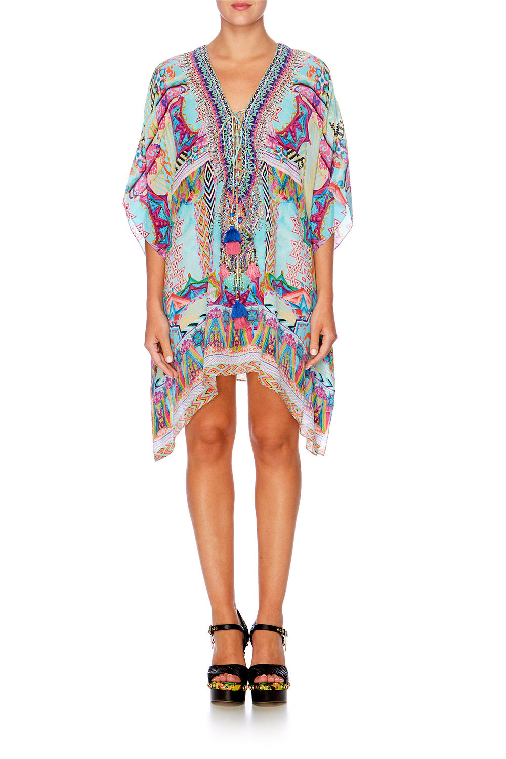 WANDERING EYE SHORT LACE UP KAFTAN