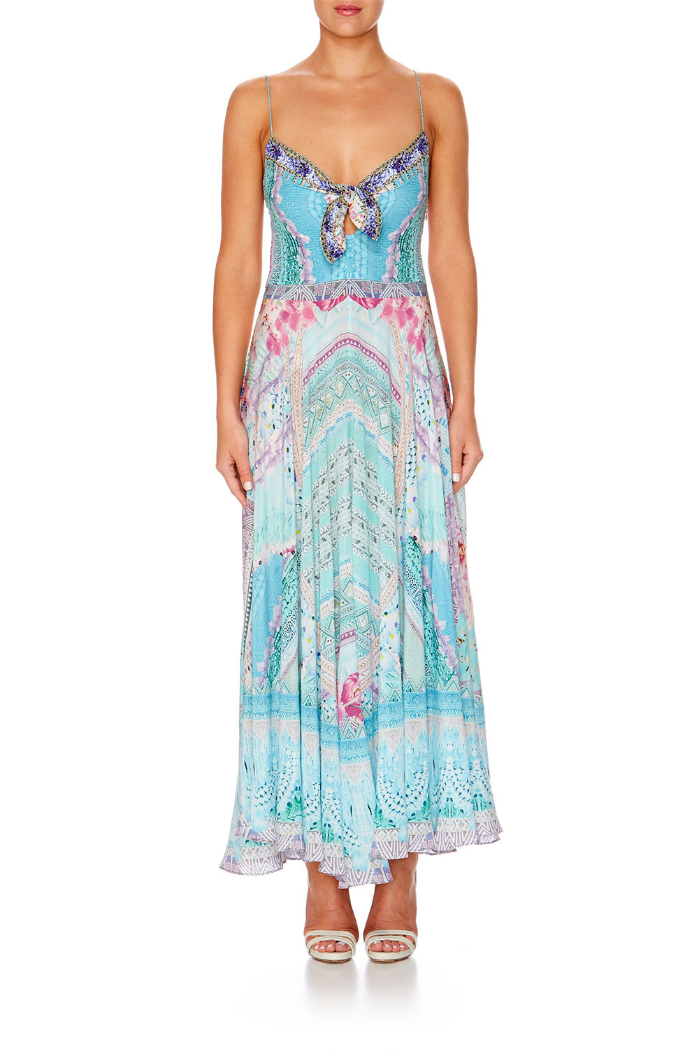 GARDEN STATE LONG DRESS WITH TIE FRONT