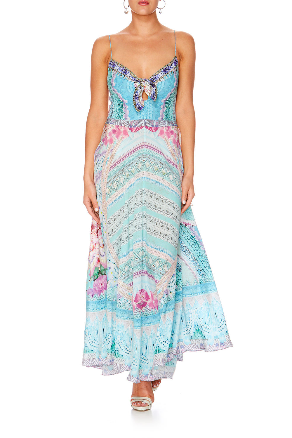 GARDEN STATE LONG DRESS WITH TIE FRONT