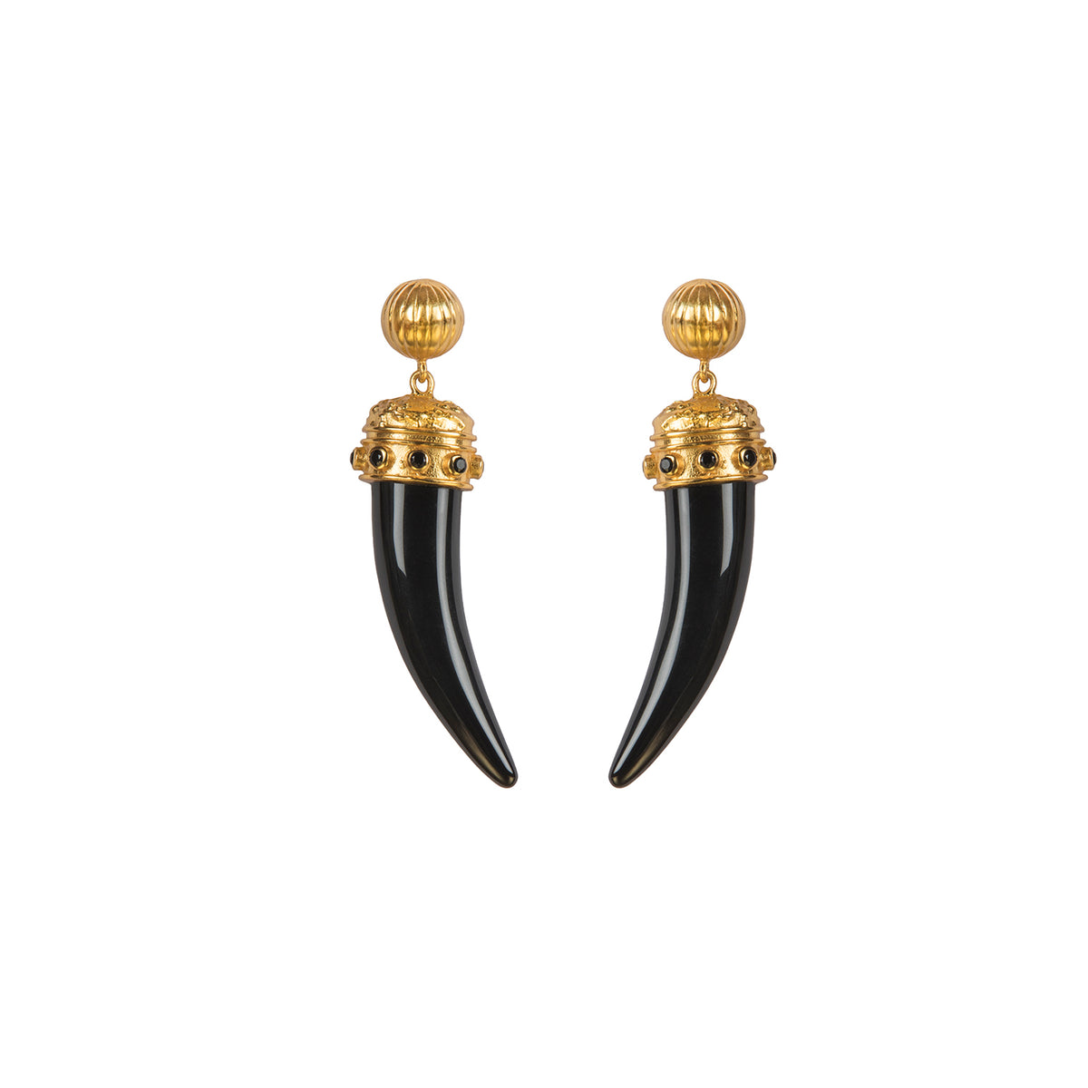 VALERE BLACK ONYX LIONESS EARRINGS MULTI