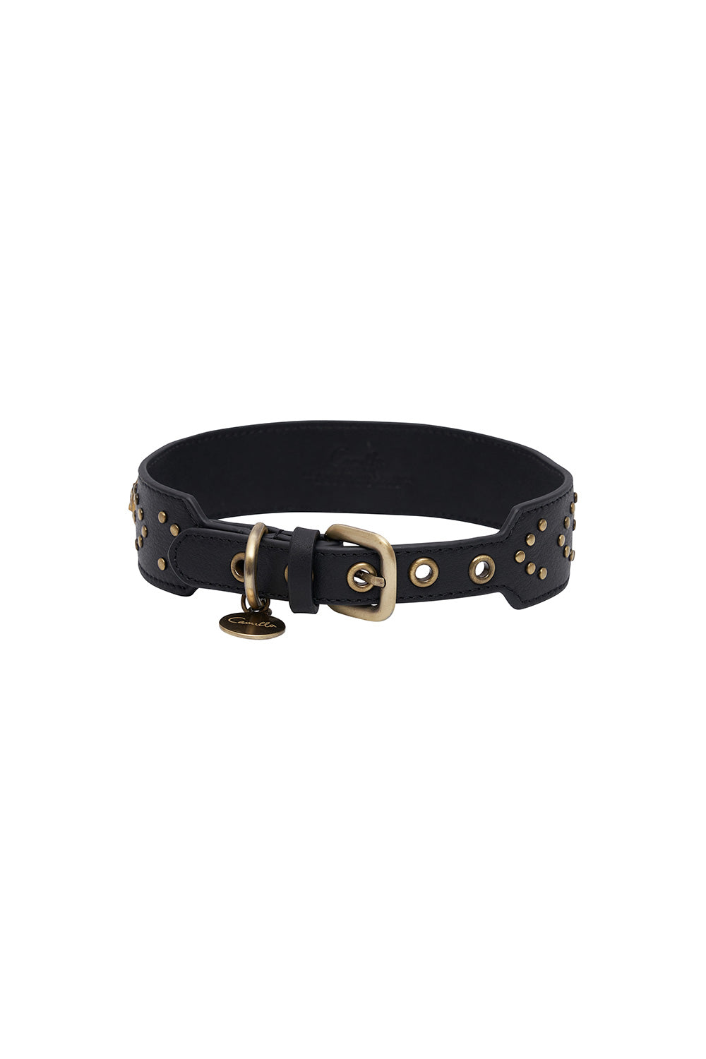 STUDDED DOG COLLAR SOLID BLACK