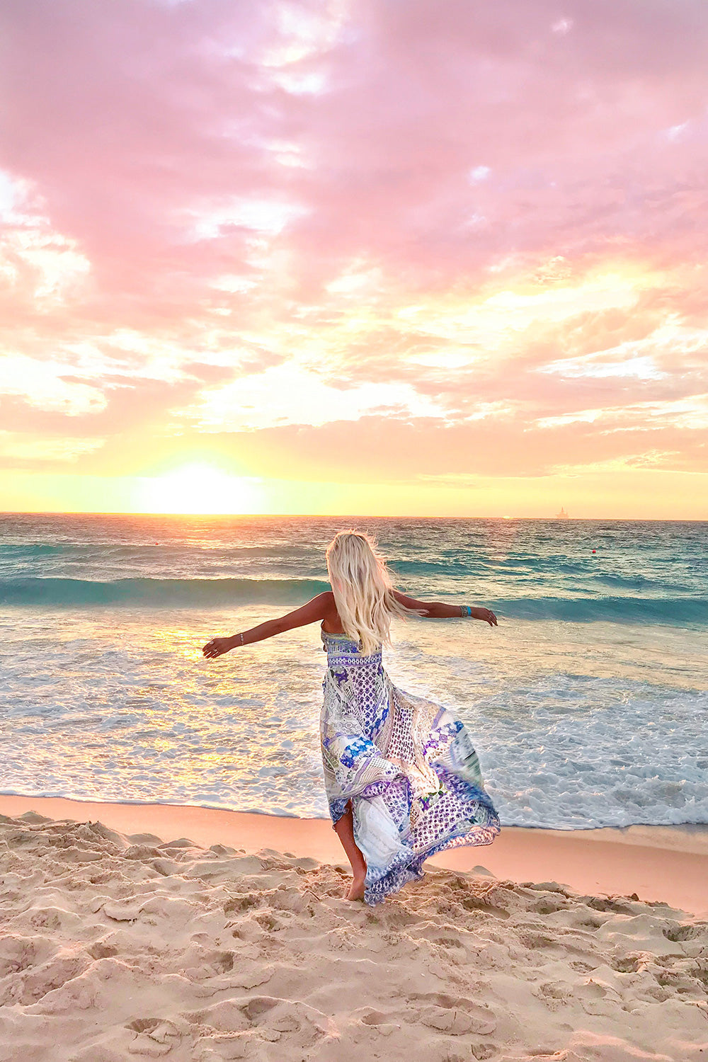 SALVADOR SUMMER LONG DRESS WITH TIE FRONT