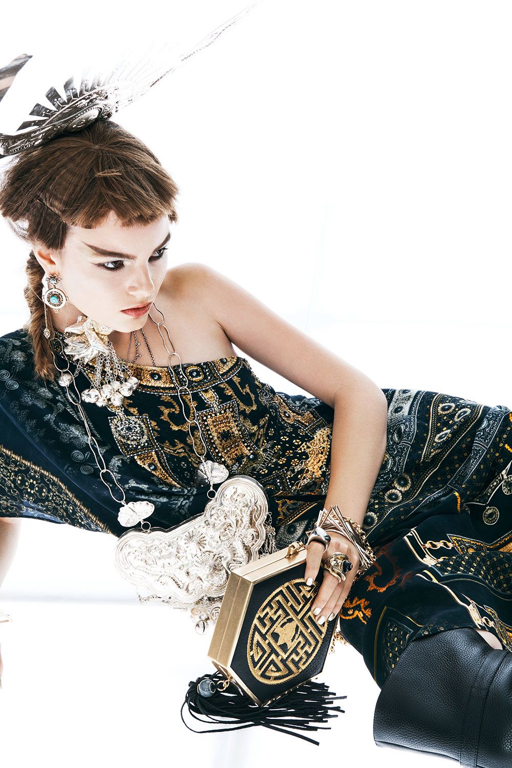 ECHOES OF ERHU POLYGON CLUTCH W/ TASSEL