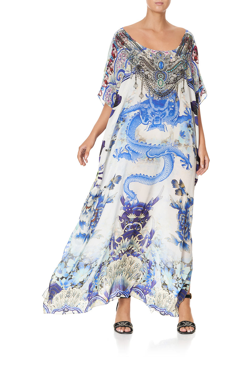ROUND NECK KAFTAN PORCELAIN PARADISE