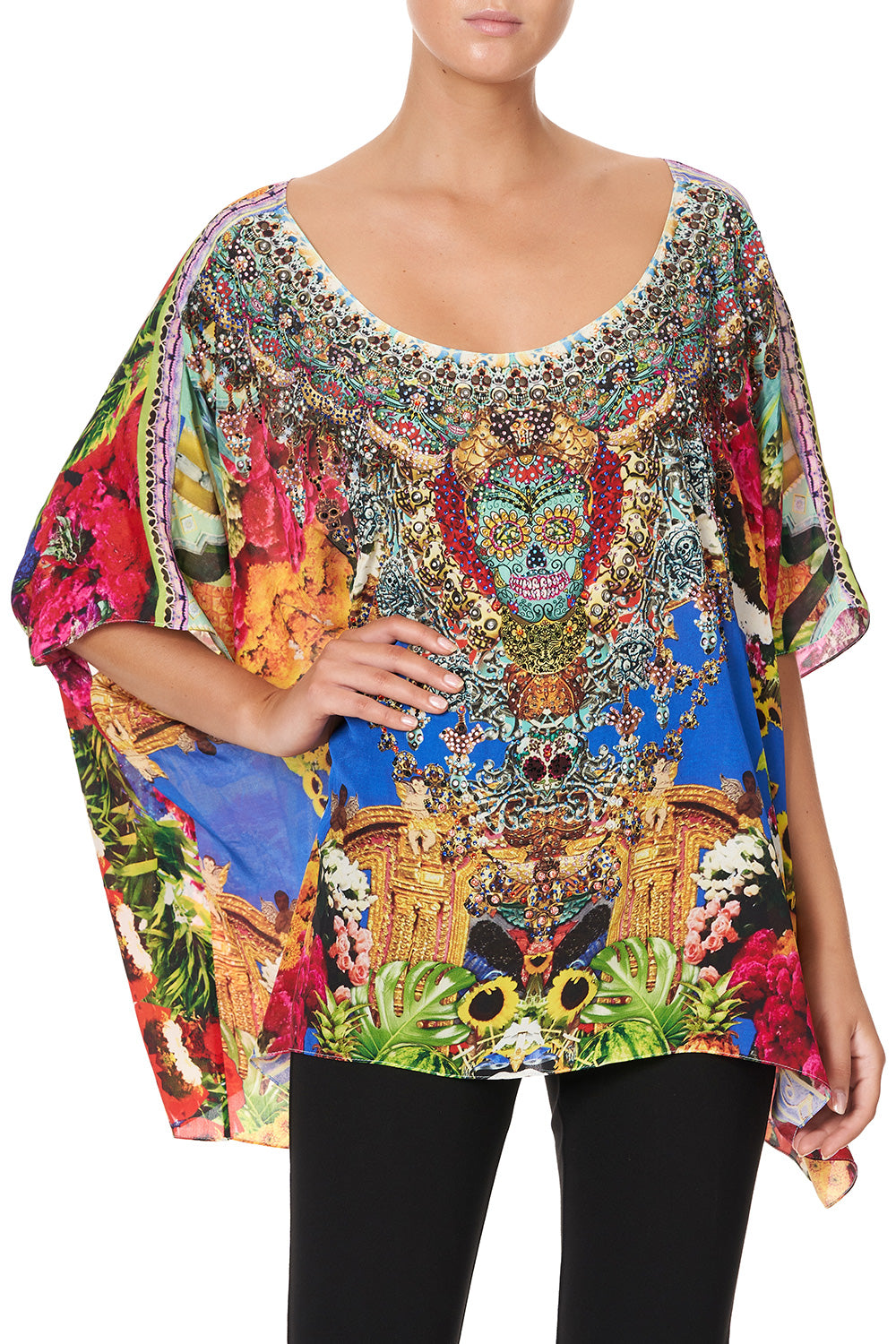 SHORT ROUND NECK TOP FLOWER OF 400 LIVES