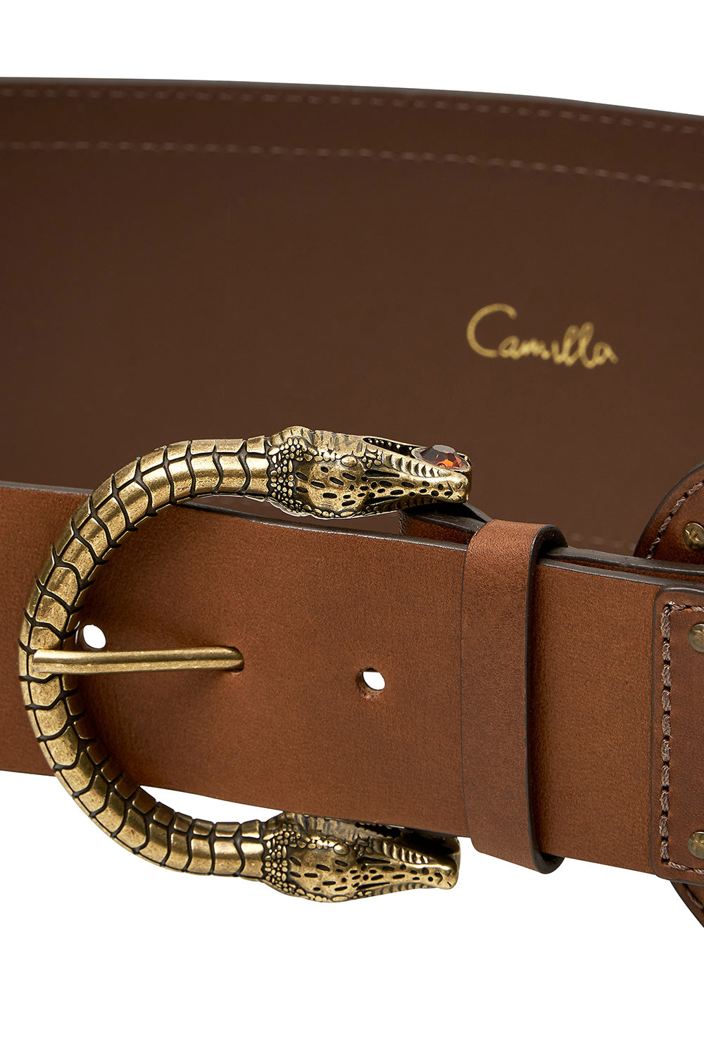 CINCHED LEATHER BELT TAN