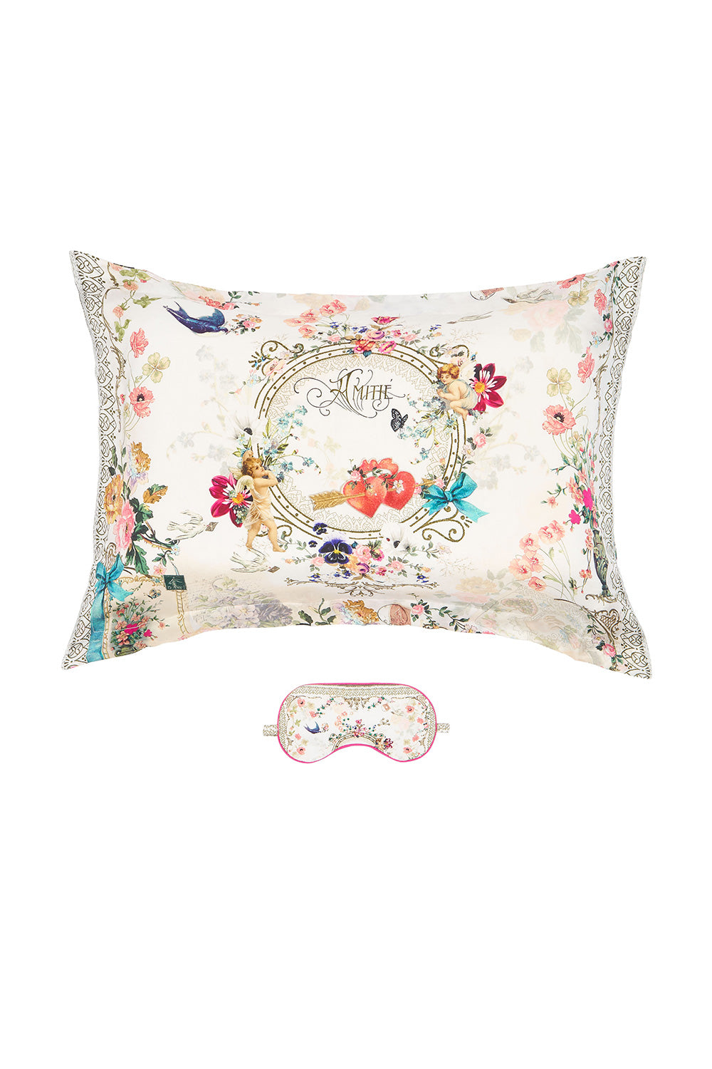 PILLOW CASE AND EYE MASK JARDIN POSTCARDS