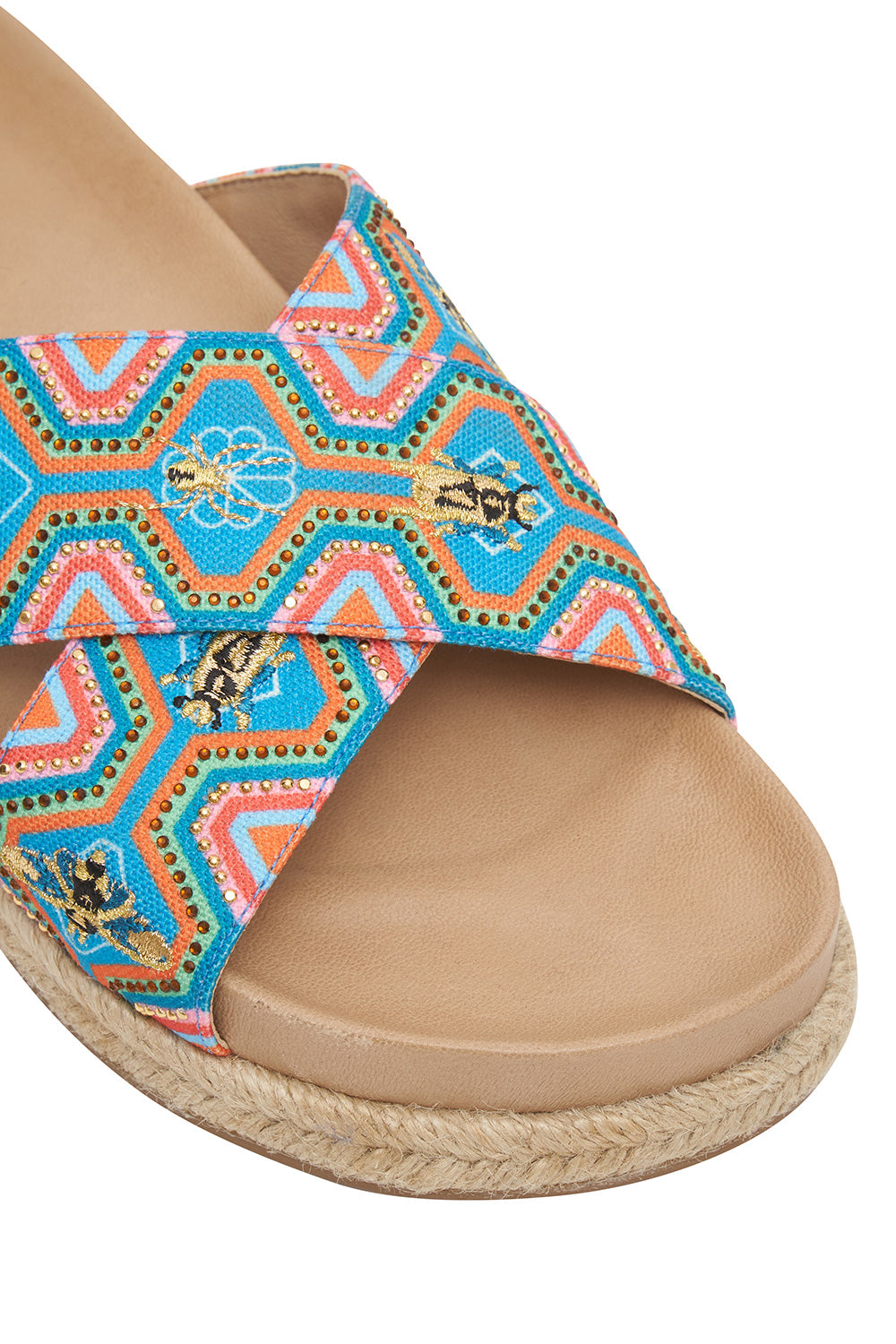 EMBELLISHED ESPADRILLE SLIDE NATURAL