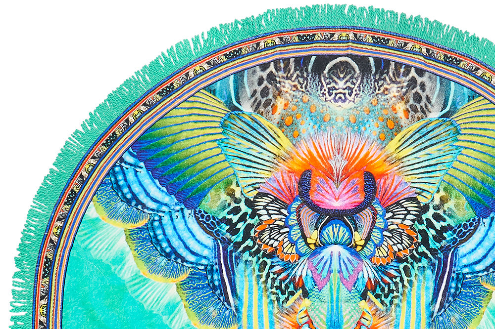 ROUND TOWEL WITH FRINGE REEF WARRIOR