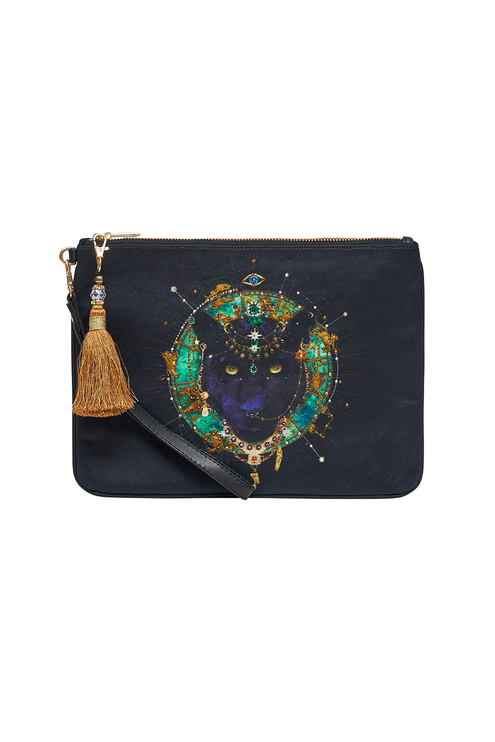 ZIP TOP CLUTCH SOLID BLACK