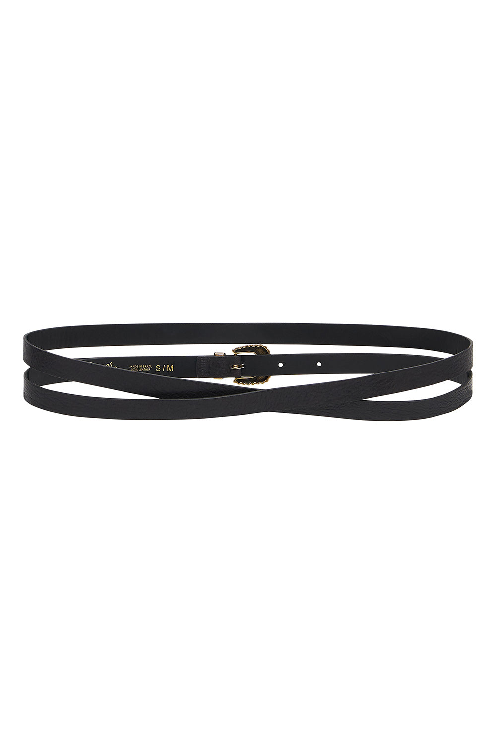 SKINNY DOUBLE WRAP BELT SOLID BLACK