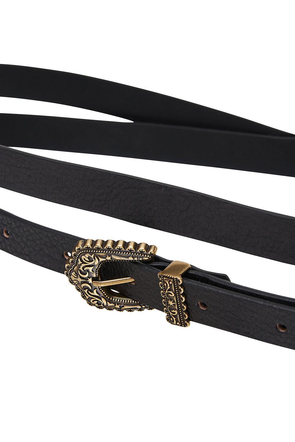 SKINNY DOUBLE WRAP BELT SOLID BLACK