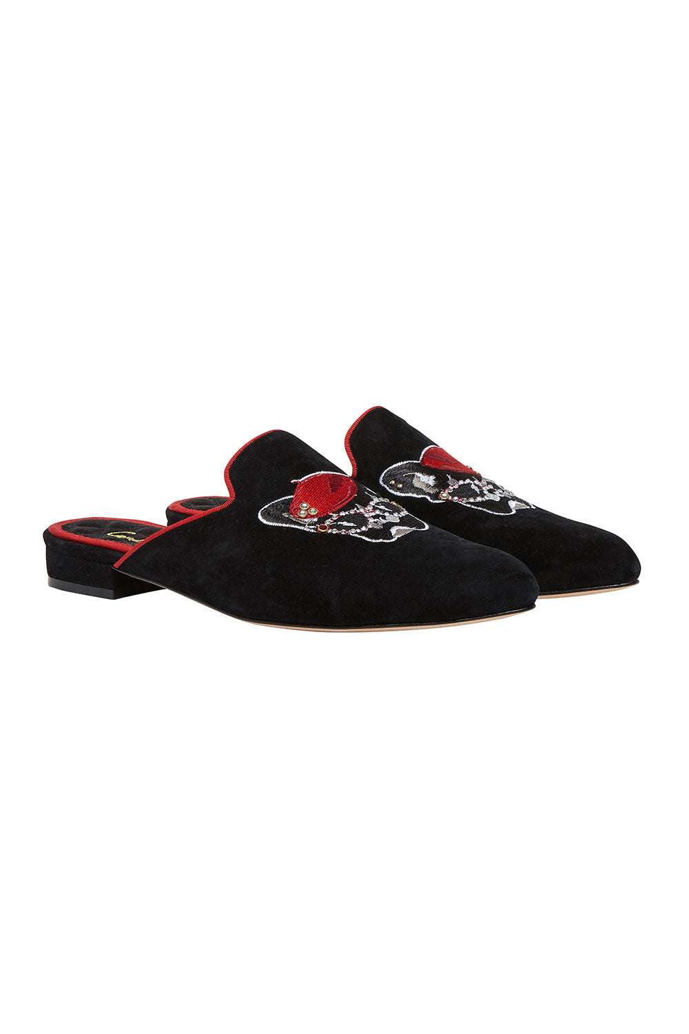 POINT TOE DOG SLIPPER BLACK CONTEMPORARY