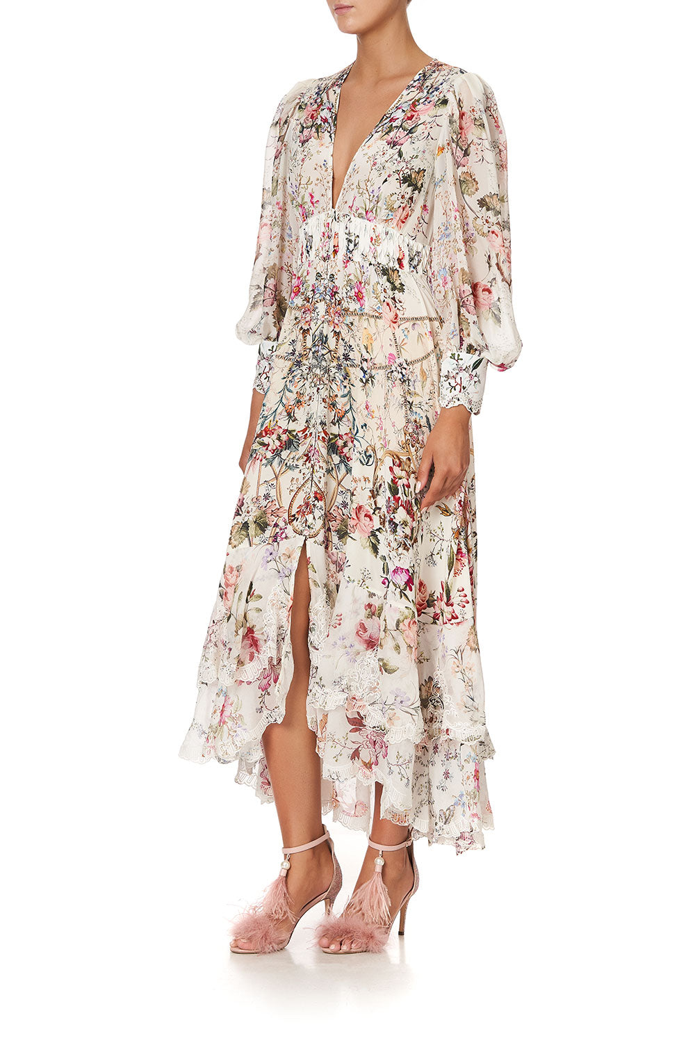 LONG BUTTON FRONT DRESS LONDON LOOMS