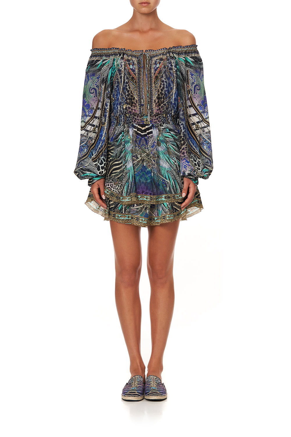 TIERED MINI DRESS ANIMAL ARMY