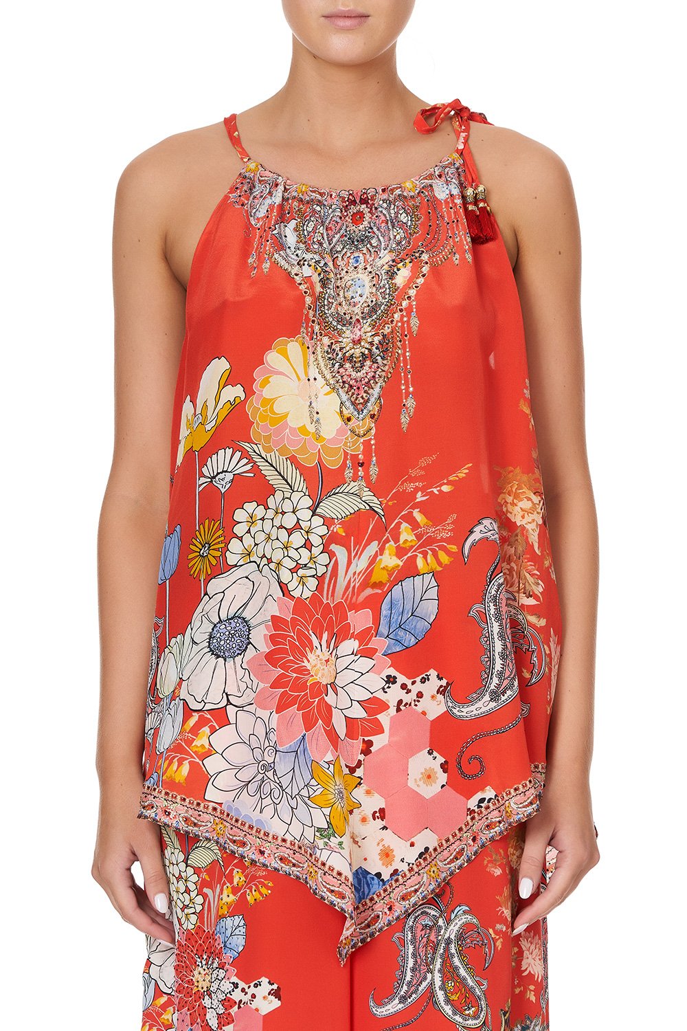 HANDKERCHIEF HEM TANK PAISLEY IN PATCHES